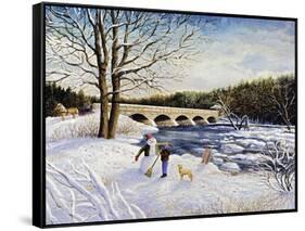 Pakenham Bridge Winter-Kevin Dodds-Framed Stretched Canvas