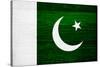 Pakistan Flag Design with Wood Patterning - Flags of the World Series-Philippe Hugonnard-Stretched Canvas