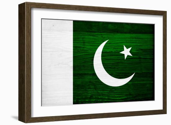 Pakistan Flag Design with Wood Patterning - Flags of the World Series-Philippe Hugonnard-Framed Art Print