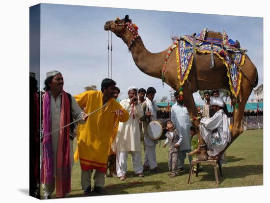 Pakistan Folk Dancers Perform; Owner Sits with His Camel, Annual Festival Horse and Cattle Show-null-Stretched Canvas