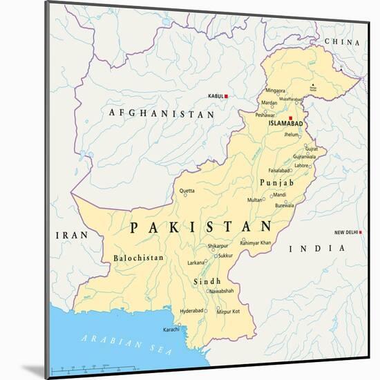 Pakistan Political Map-Peter Hermes Furian-Mounted Art Print