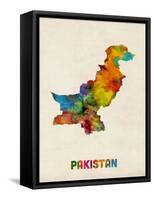 Pakistan Watercolor Map-Michael Tompsett-Framed Stretched Canvas