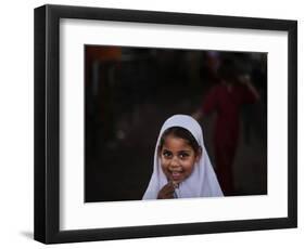 Pakistani Girl Waits for Her Mother to Get Rice During a Donated Food Distribution at the Beri Iman-null-Framed Photographic Print