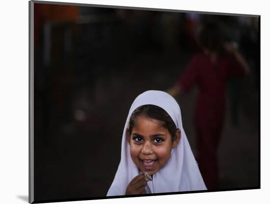 Pakistani Girl Waits for Her Mother to Get Rice During a Donated Food Distribution at the Beri Iman-null-Mounted Photographic Print