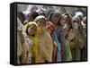 Pakistani Women Queue Up to Get Subsidized Sacks of Flour for the Holy Month of Ramadan-null-Framed Stretched Canvas