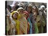 Pakistani Women Queue Up to Get Subsidized Sacks of Flour for the Holy Month of Ramadan-null-Stretched Canvas