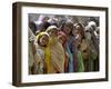 Pakistani Women Queue Up to Get Subsidized Sacks of Flour for the Holy Month of Ramadan-null-Framed Photographic Print