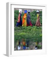 Pakistani Women Walking Home after Collecting Fresh Water on the Outskirts of Islamabad-null-Framed Photographic Print