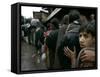 Pakistanis Wait in Line to Receive Food as Aid-null-Framed Stretched Canvas