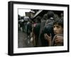 Pakistanis Wait in Line to Receive Food as Aid-null-Framed Photographic Print