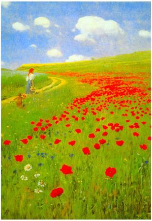 Pal Szinyei Merse Meadow with Poppies Wall Art Poster Print 