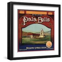 Pala Bells Brand - Bryn Mawr, California - Citrus Crate Label-Lantern Press-Framed Art Print