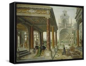 Palace Architecture with Pedestrians, 1596-Hans Vredeman de Vries-Framed Stretched Canvas