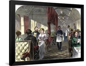 Palace Hotel Dining Car on the Union Pacific Railroad, 1869-null-Framed Giclee Print