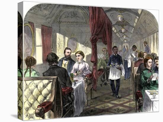 Palace Hotel Dining Car on the Union Pacific Railroad, 1869-null-Stretched Canvas