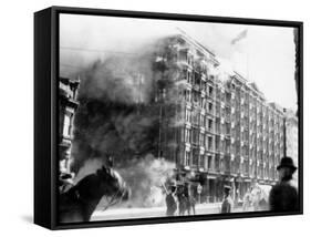 Palace Hotel on Fire after the Earthquake, San Francisco, California, c.1906-null-Framed Stretched Canvas