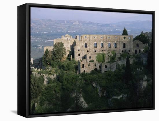 Palace of the Despots and the Plain of Sparta Below, Mistra, Greece-Adrian Neville-Framed Stretched Canvas