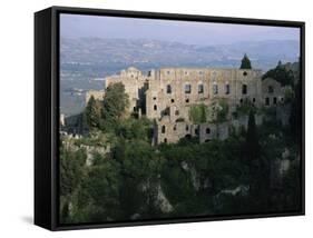 Palace of the Despots and the Plain of Sparta Below, Mistra, Greece-Adrian Neville-Framed Stretched Canvas