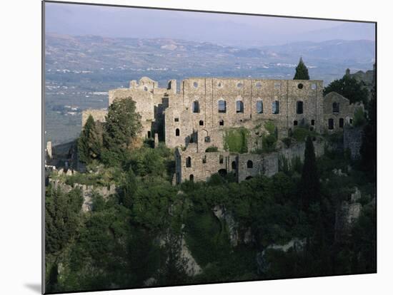 Palace of the Despots and the Plain of Sparta Below, Mistra, Greece-Adrian Neville-Mounted Photographic Print