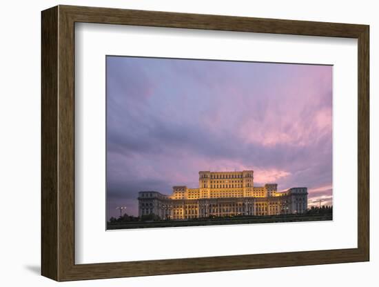 Palace of the Parliament at Sunset, Bucharest, Muntenia Region, Romania, Europe-Matthew Williams-Ellis-Framed Photographic Print