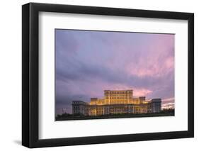 Palace of the Parliament at Sunset, Bucharest, Muntenia Region, Romania, Europe-Matthew Williams-Ellis-Framed Photographic Print