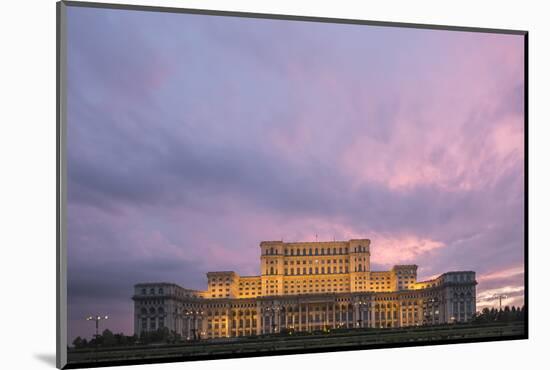 Palace of the Parliament at Sunset, Bucharest, Muntenia Region, Romania, Europe-Matthew Williams-Ellis-Mounted Photographic Print