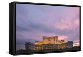 Palace of the Parliament at Sunset, Bucharest, Muntenia Region, Romania, Europe-Matthew Williams-Ellis-Framed Stretched Canvas