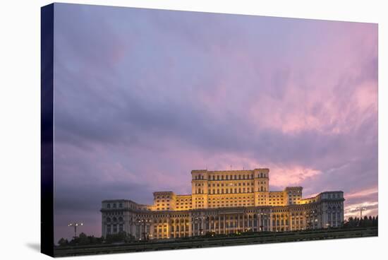 Palace of the Parliament at Sunset, Bucharest, Muntenia Region, Romania, Europe-Matthew Williams-Ellis-Stretched Canvas