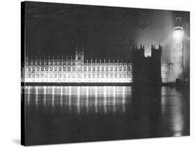 Palace of Westminster London, V Day Celebrations, End of WW2 in Europe, May 1945-null-Stretched Canvas