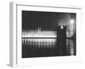 Palace of Westminster London, V Day Celebrations, End of WW2 in Europe, May 1945-null-Framed Premium Photographic Print