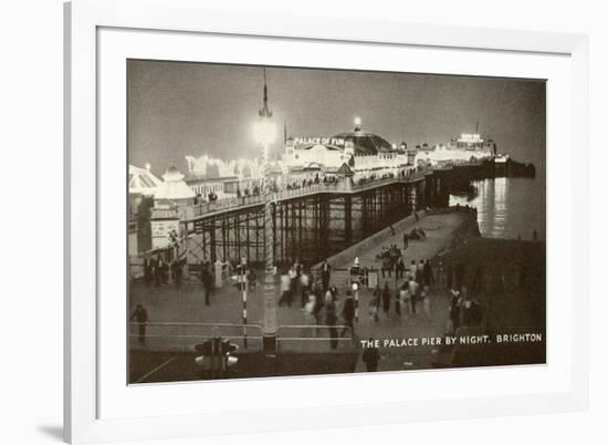 Palace Pier by Night, Brighton, England-null-Framed Art Print