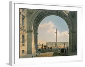 Palace Square, Arch of the Army Headquarters, St. Petersburg, Printed by Lemercier, Paris, c.1840-Louis Jules Arnout-Framed Giclee Print