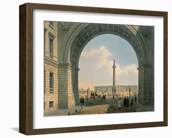 Palace Square, Arch of the Army Headquarters, St. Petersburg, Printed by Lemercier, Paris, c.1840-Louis Jules Arnout-Framed Giclee Print