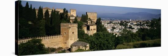 Palace with a City in the Background, Alhambra, Granada, Andalusia, Spain-null-Stretched Canvas