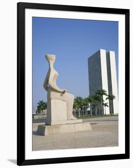 Palacio Do Congresso from the Palace of Justice, Brasilia, Unesco World Heritage Site, Brazil-Geoff Renner-Framed Photographic Print