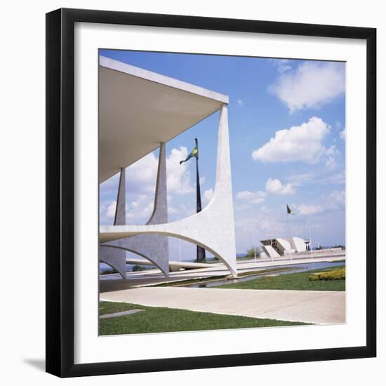 Palacio Do Planalto in Foreground, Brasilia, UNESCO World Heritage Site, Brazil, South America-Geoff Renner-Framed Photographic Print