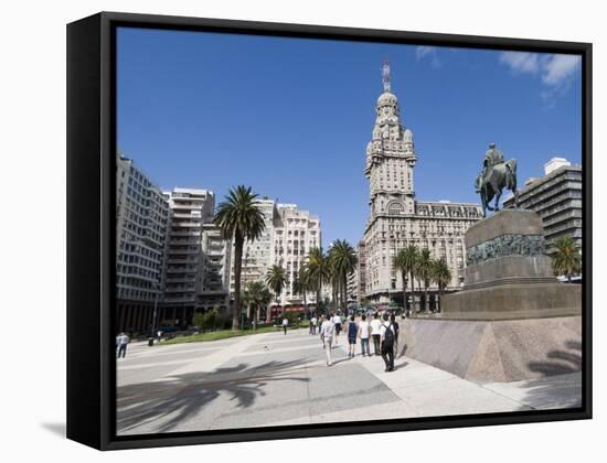 Palacio Salvo, on East Side of Plaza Independencia, Montevideo, Uruguay-Robert Harding-Framed Stretched Canvas