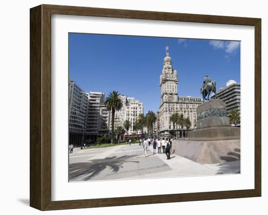 Palacio Salvo, on East Side of Plaza Independencia, Montevideo, Uruguay-Robert Harding-Framed Photographic Print