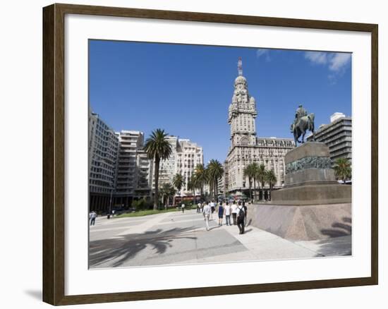 Palacio Salvo, on East Side of Plaza Independencia, Montevideo, Uruguay-Robert Harding-Framed Photographic Print