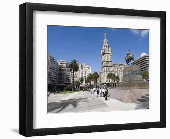 Palacio Salvo, on East Side of Plaza Independencia, Montevideo, Uruguay-Robert Harding-Framed Photographic Print