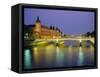 Palais De Justice and the River Seine in the Evening, Paris, France, Europe-Roy Rainford-Framed Stretched Canvas