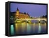 Palais De Justice and the River Seine in the Evening, Paris, France, Europe-Roy Rainford-Framed Stretched Canvas