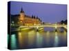 Palais De Justice and the River Seine in the Evening, Paris, France, Europe-Roy Rainford-Stretched Canvas