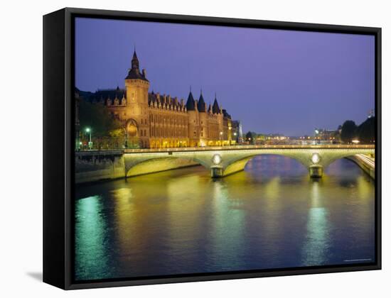 Palais De Justice and the River Seine in the Evening, Paris, France, Europe-Roy Rainford-Framed Stretched Canvas