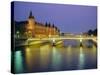 Palais De Justice and the River Seine in the Evening, Paris, France, Europe-Roy Rainford-Stretched Canvas