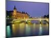 Palais De Justice and the River Seine in the Evening, Paris, France, Europe-Roy Rainford-Mounted Photographic Print