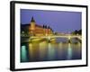 Palais De Justice and the River Seine in the Evening, Paris, France, Europe-Roy Rainford-Framed Photographic Print