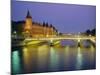 Palais De Justice and the River Seine in the Evening, Paris, France, Europe-Roy Rainford-Mounted Photographic Print