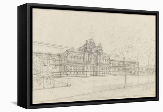 Palais de l'Industrie : façade principale : élévation-Max Berthelin-Framed Stretched Canvas