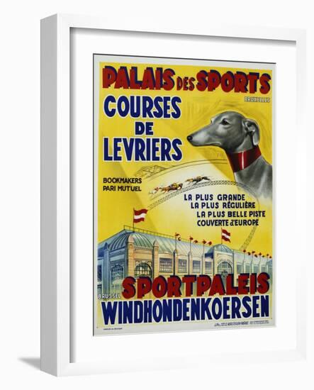 Palais Des Sports - Courses De Levriers - Sportspalais Windhondenkoersen Dog Racing Poster-null-Framed Giclee Print